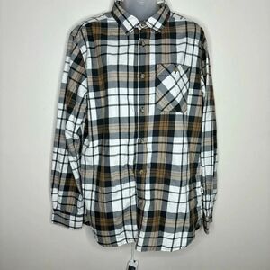 North Face Long Sleeve Casual Button Down Tan Grey White size medium men’s plaid